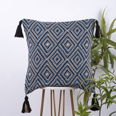 Navy Blue Diamond Weave Cushion