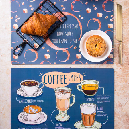 "Coffee Types" MDF Tablemat, Set of 2