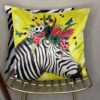 "Floral Head Zebra" Swarovski Cushion (set of 2) - Image 3
