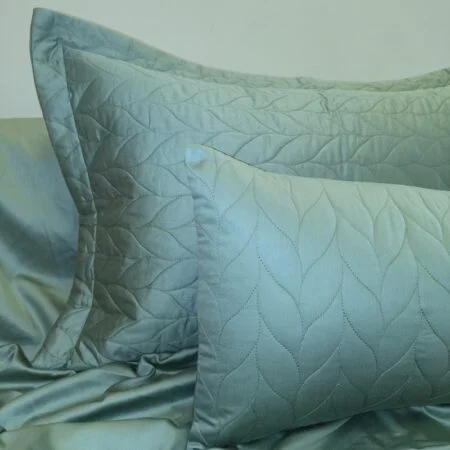 "Pure Bliss"- Aqua Green, 100% Cotton, 300 TC, Super king, Quilted PC, Bedsheet set - Image 2