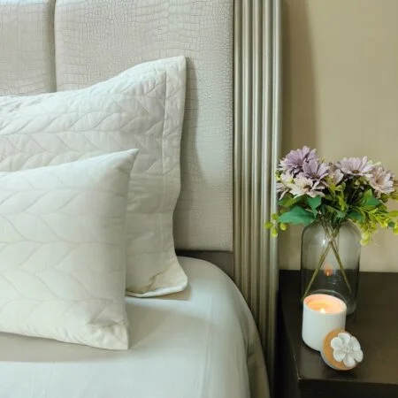 "Pure Bliss"- Ivory, 100% Cotton, 300 TC, Super king, Quilted PC, Bedsheet set - Image 2