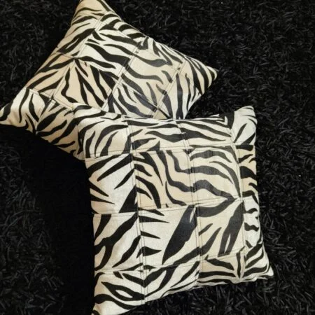 Zebra Throw Pillow,12"x12", Faux leather - Image 2