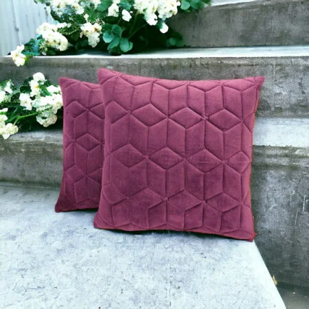 Pansy quilted velvet cushion cover,