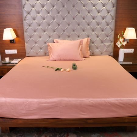 Peachy Dawn Solid Bedsheet - Image 2